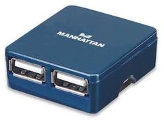 HUB mini USB2.0 cu 4 porturi albastru 160605 Manhattan